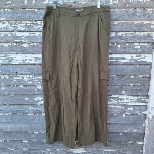 Sincerely Jules Khaki Cargo Linen Blend Pants Size Large